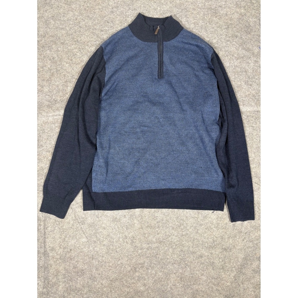 TRICOTS ST RAPHAEL Mens Quarter‎ Zip Sweater Blue Knit Pullover Size L